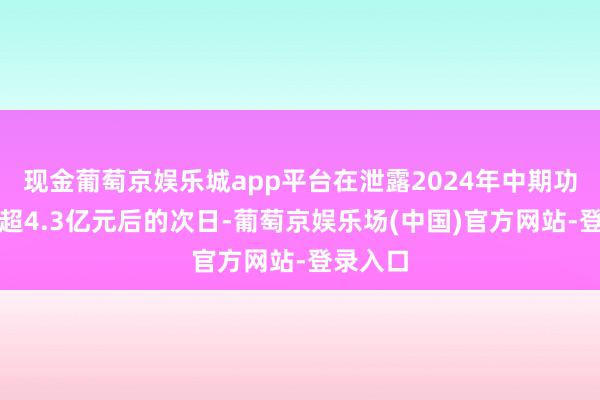 现金葡萄京娱乐城app平台在泄露2024年中期功绩转亏超4.3亿元后的次日-葡萄京娱乐场(中国)官方网站-登录入口